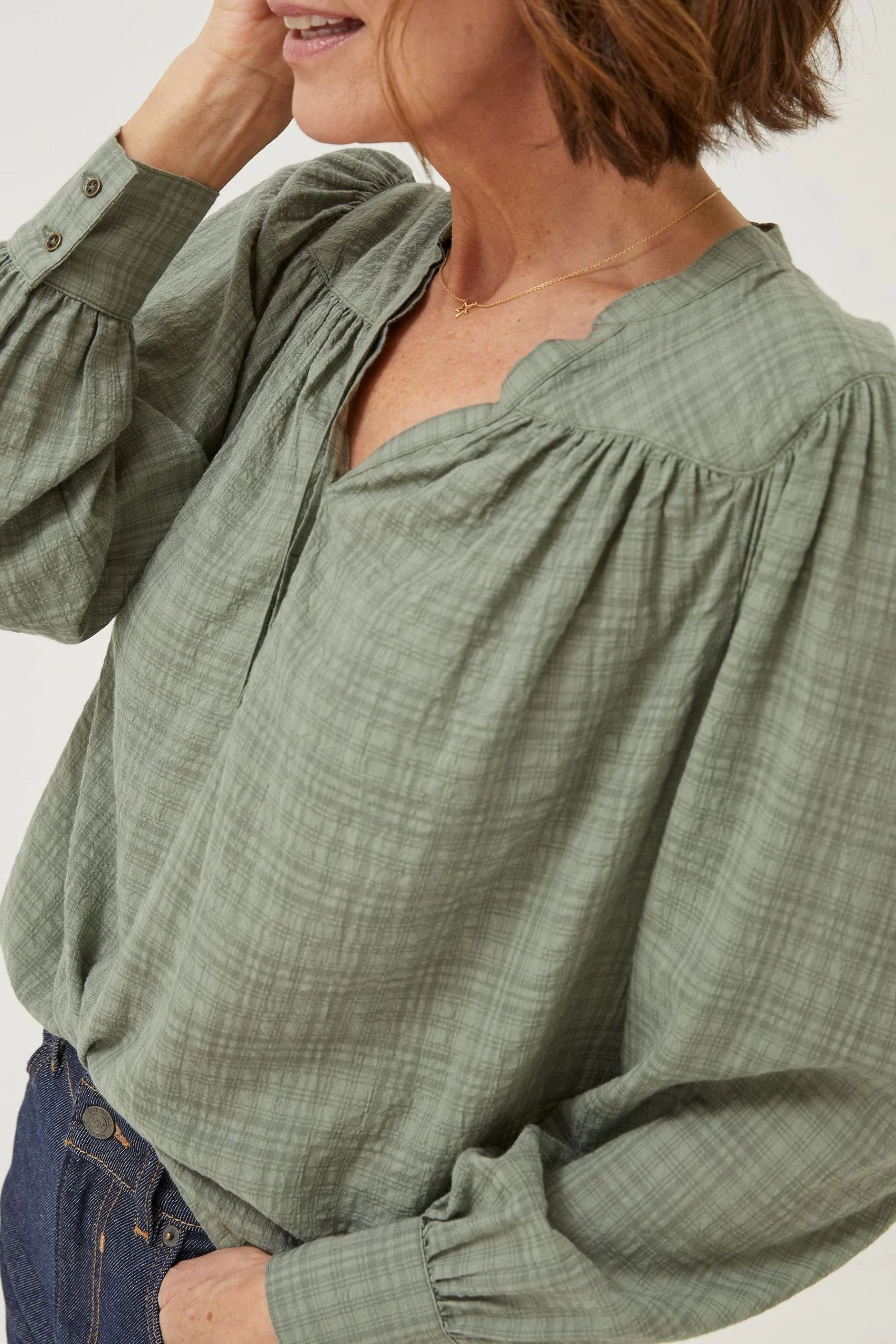 FatFace Green Lou Blouse 4 FatFace Green Lou Blouse - Image 4