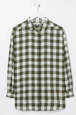 FatFace Green Billie Check Longline Shirt 11 FatFace Green Billie Check Longline Shirt -Fashion Clothing Store D57530s10