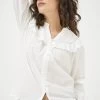 FatFace Rowan White Frill Blouse