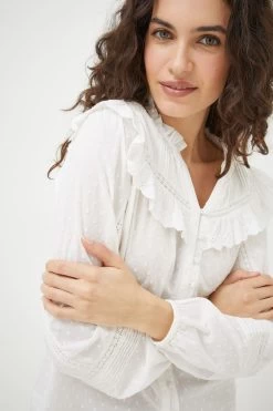 FatFace Rowan White Frill Blouse -Fashion Clothing Store D57533s3