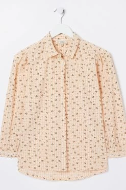 FatFace Orange Kerry Gingham Floral Shirt -Fashion Clothing Store D57536s5