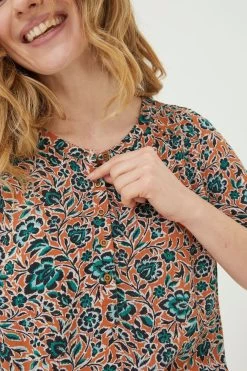 FatFace Orange Jodie Sketched Floral Blouse -Fashion Clothing Store D57543s3