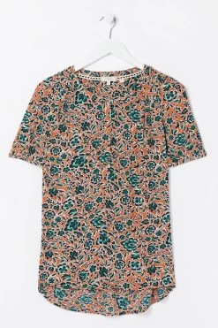 FatFace Orange Jodie Sketched Floral Blouse -Fashion Clothing Store D57543s4