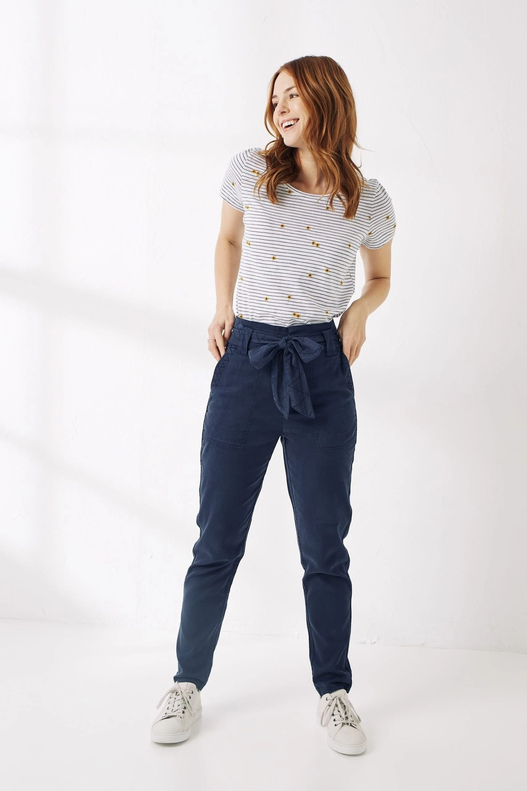 FatFace Blue Paperbag Trousers 3 FatFace Blue Paperbag Trousers - Image 3