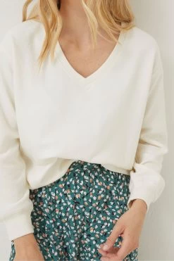 FatFace NaturalVienna V-Neck Sweat Top -Fashion Clothing Store D57549s7