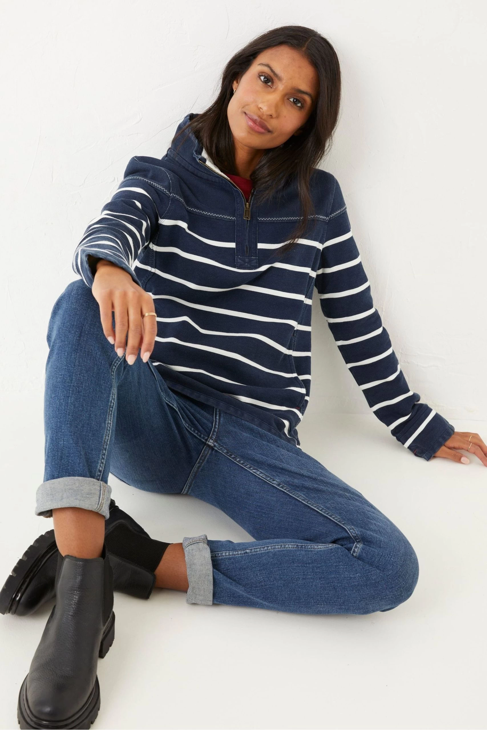 FatFace Blue Airlie Classic Breton Sweatshirt 3 FatFace Blue Airlie Classic Breton Sweatshirt - Image 3