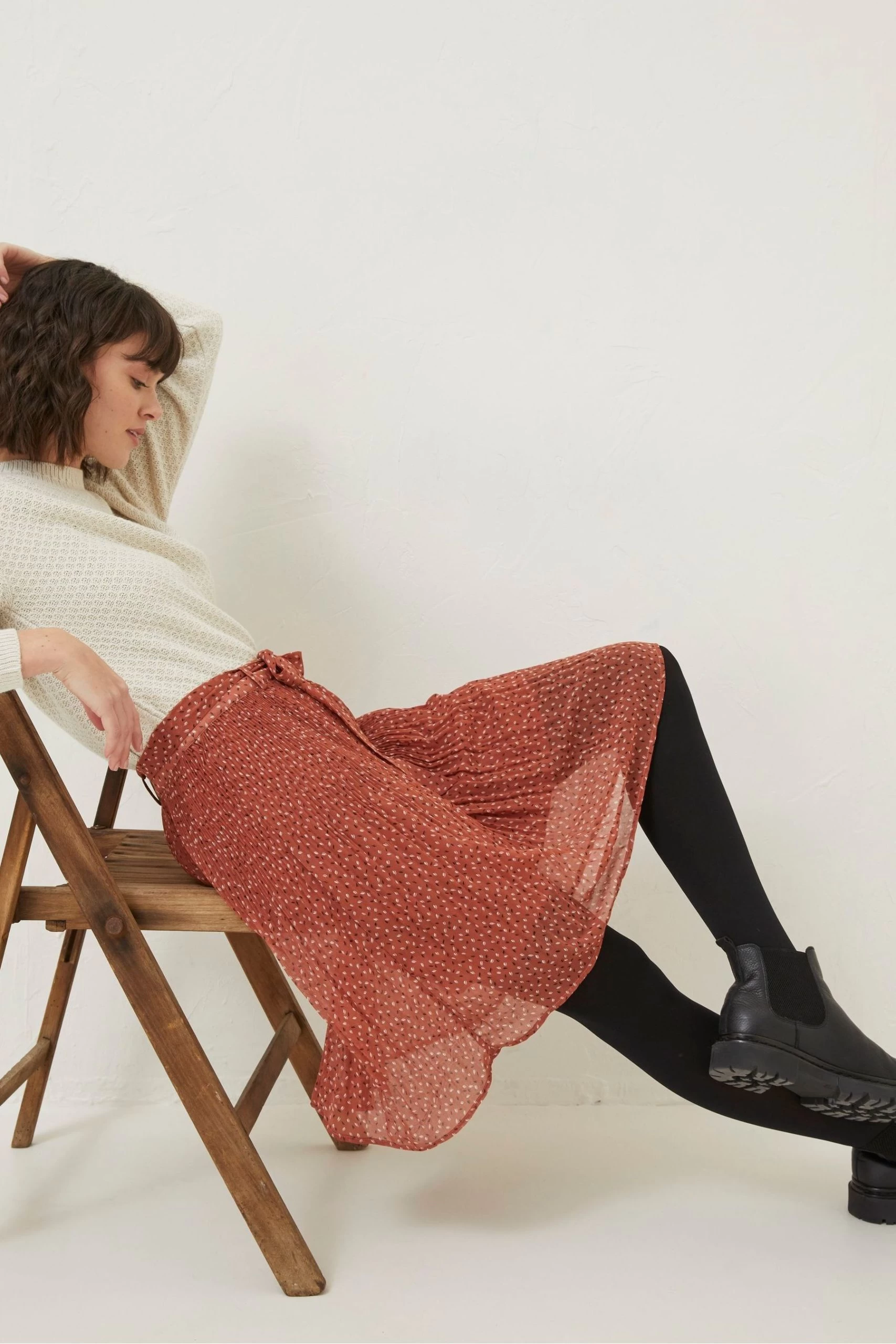 FatFace Kayleigh Seed Geo Brown Skirt 4 FatFace Kayleigh Seed Geo Brown Skirt - Image 4