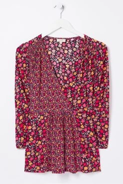 FatFace Red Frankie Retro Wrap Blouse -Fashion Clothing Store D57574s7