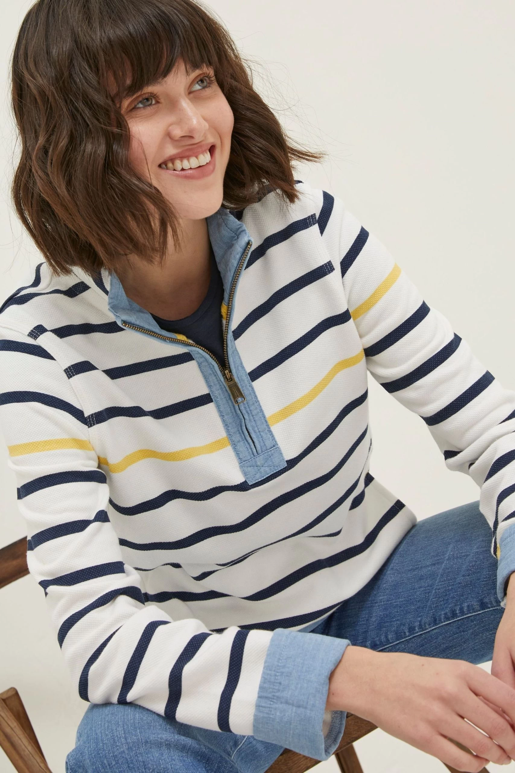 FatFace Natural Airlie Striped Sweatshirt 3 FatFace Natural Airlie Striped Sweatshirt - Image 3