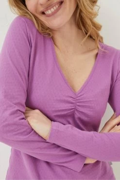 FatFace Pink Iris Pointelle Top -Fashion Clothing Store D57585s3