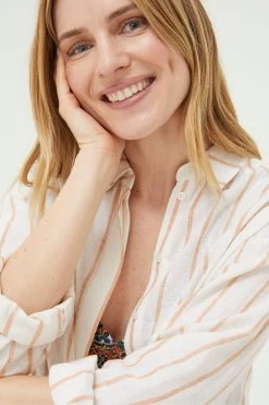 FatFace Billie Linen Blend White Shirt -Fashion Clothing Store D57594s8