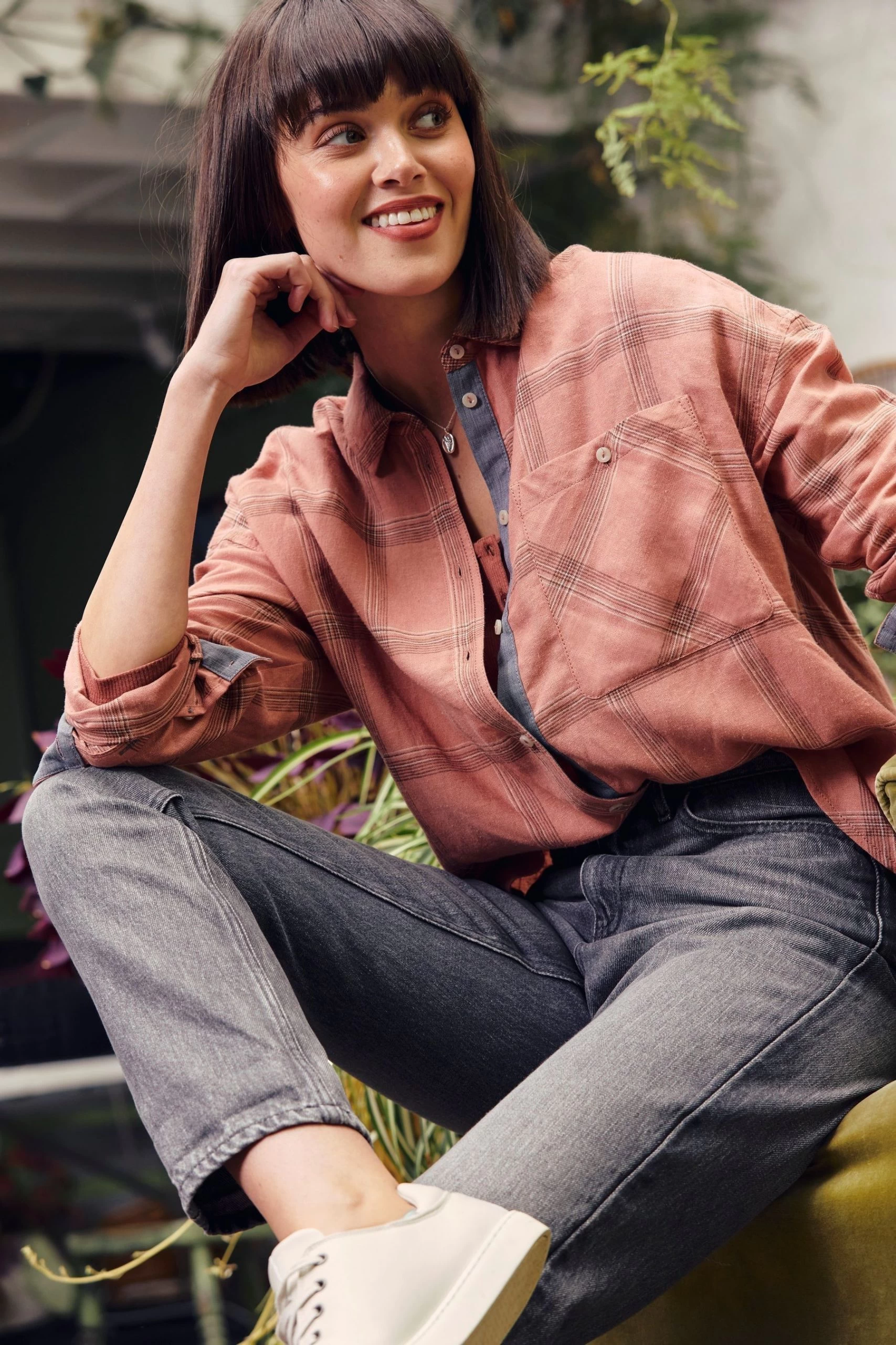 FatFace Frome Relaxed Check Brown Shirt 2 FatFace Frome Relaxed Check Brown Shirt - Image 2