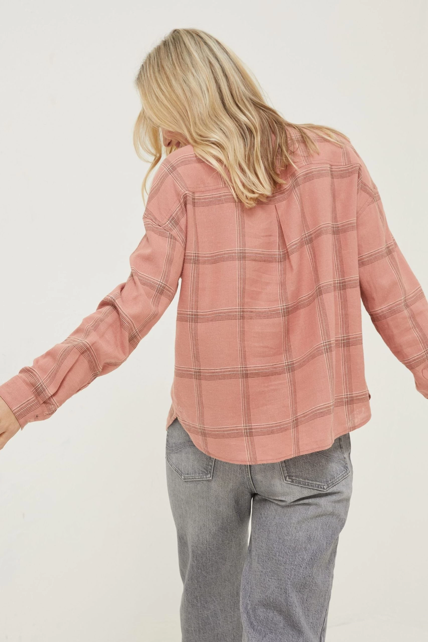 FatFace Frome Relaxed Check Brown Shirt 5 FatFace Frome Relaxed Check Brown Shirt - Image 5