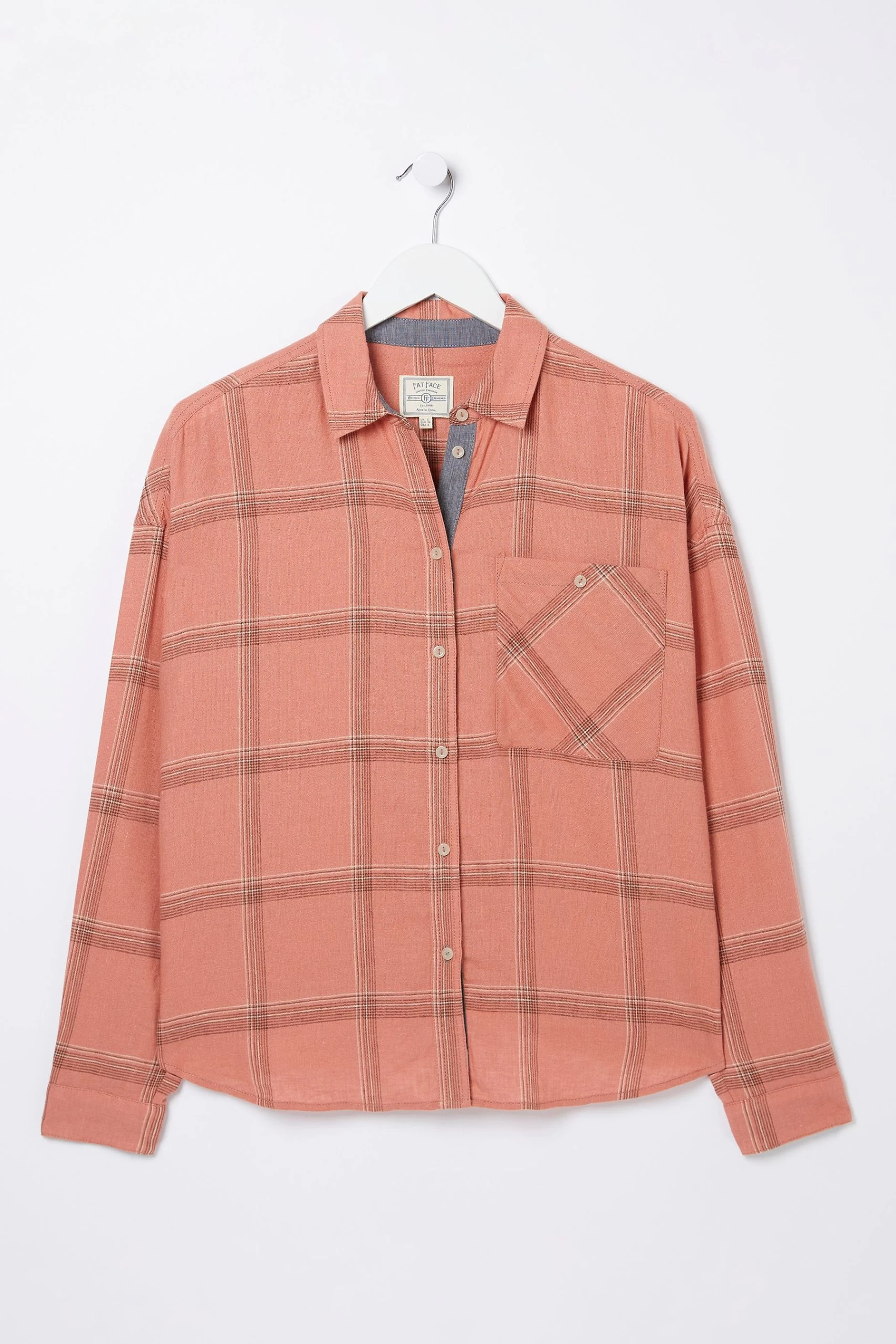 FatFace Frome Relaxed Check Brown Shirt 6 FatFace Frome Relaxed Check Brown Shirt - Image 6