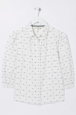 FatFace Kerry Spot Jacquard White Shirt -Fashion Clothing Store D57597s4