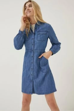 FatFace Blue Tabitha Denim Shirt Dress