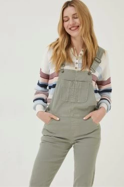 FatFace Green Lewes Canvas Dungarees -Fashion Clothing Store D57788s3