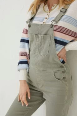 FatFace Green Lewes Canvas Dungarees -Fashion Clothing Store D57788s4
