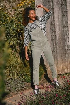FatFace Green Lewes Canvas Dungarees -Fashion Clothing Store D57788s8