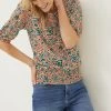 FatFace Orange Perrie Sketch Floral Top