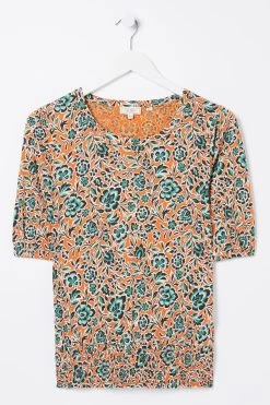 FatFace Orange Perrie Sketch Floral Top -Fashion Clothing Store D57790s5