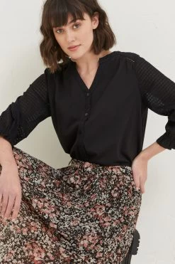 FatFace Winnie Button Through Black Top -Fashion Clothing Store D57797s3