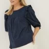 FatFace Blue Marlo Embroidered Top