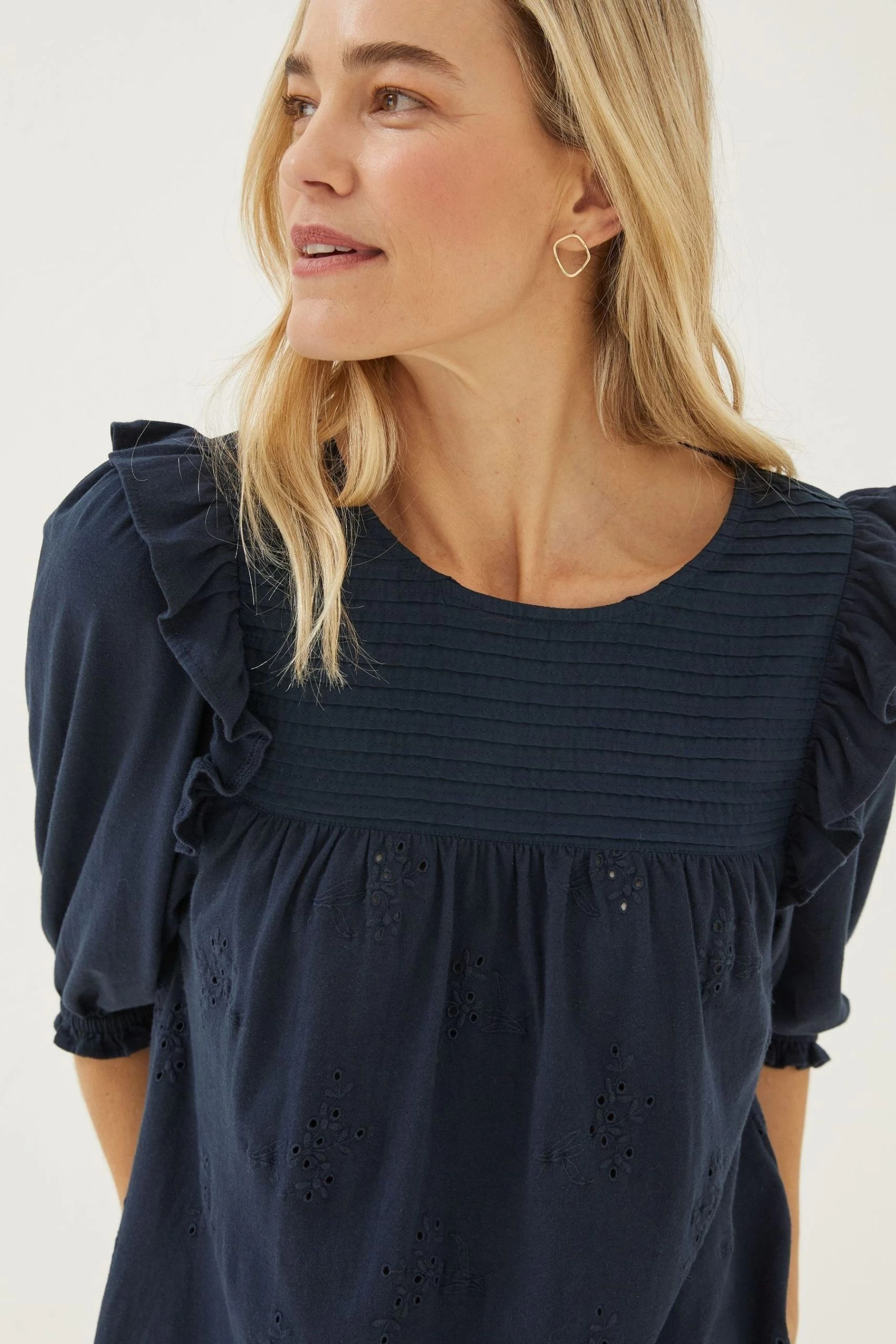 FatFace Blue Marlo Embroidered Top 3 FatFace Blue Marlo Embroidered Top - Image 3