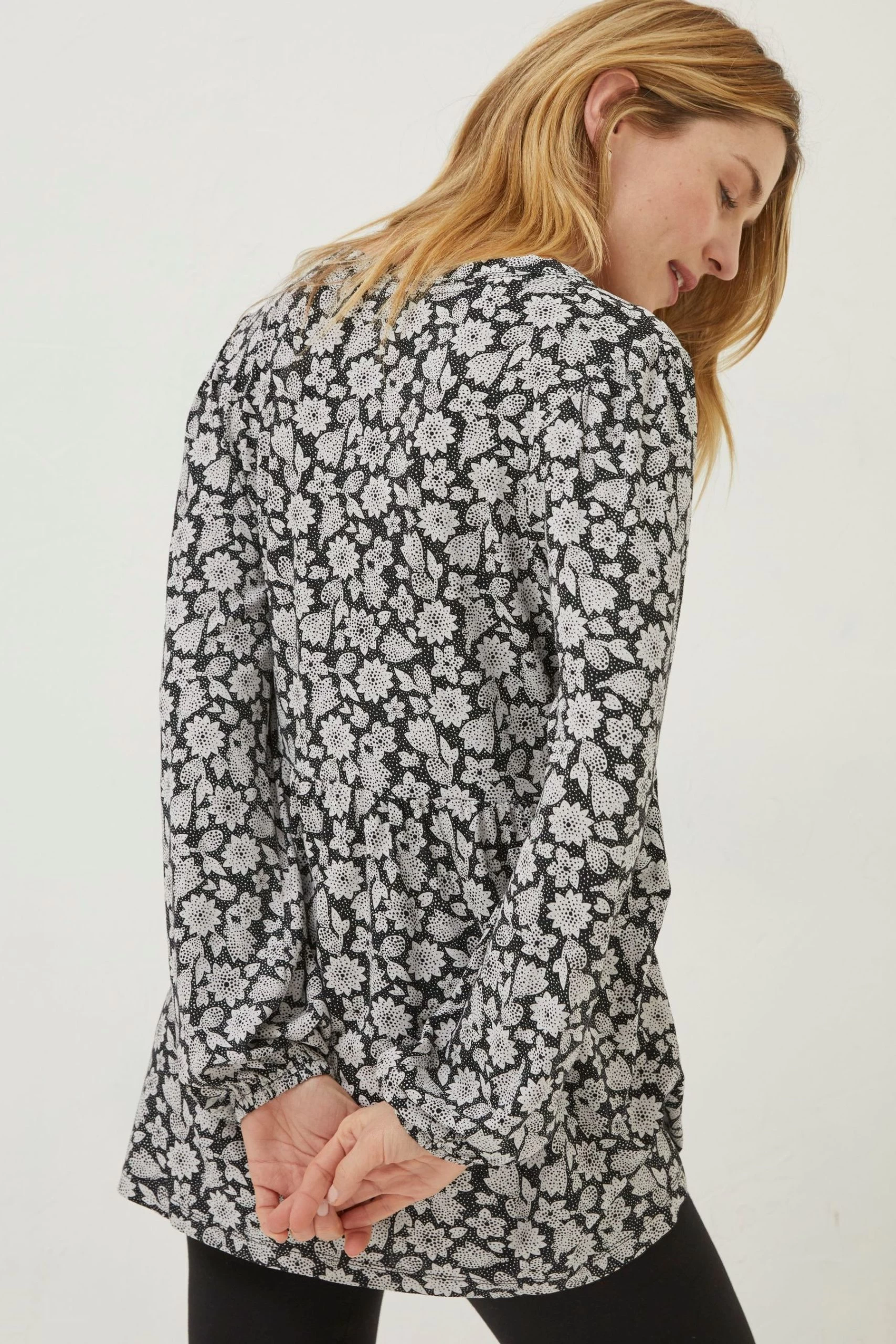 FatFace Poppy Spring Floral Black Tunic Top 2 FatFace Poppy Spring Floral Black Tunic Top - Image 2