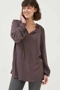 FatFace Purple Nina Notch Neck Tunic Top