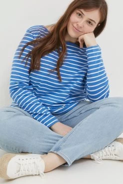 FatFace Blue Breton Organic Cotton T-Shirt