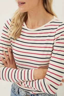 FatFace Natural Multi Breton Organic Cotton T-Shirt -Fashion Clothing Store D57810s4