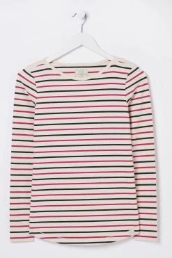 FatFace Natural Multi Breton Organic Cotton T-Shirt -Fashion Clothing Store D57810s5