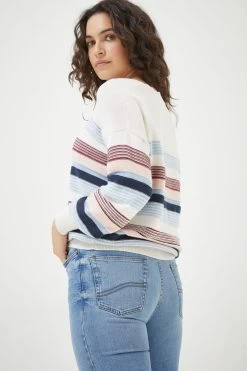 FatFace Blue Sophia Stripe Henley Jumper 9 FatFace Blue Sophia Stripe Henley Jumper -Fashion Clothing Store D57812s3