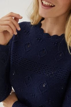 FatFace Blue Aubrey Crochet Jumper -Fashion Clothing Store D57818s4