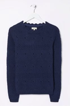FatFace Blue Aubrey Crochet Jumper -Fashion Clothing Store D57818s5