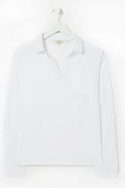 FatFace White Paige Jersey Polo Shirt -Fashion Clothing Store D57819s5