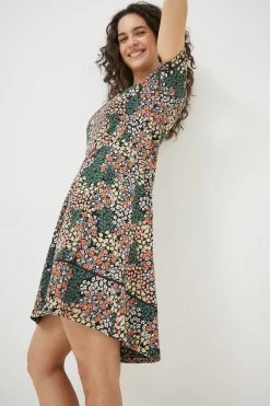 FatFace Simone Patchwork Jersey Black Dress