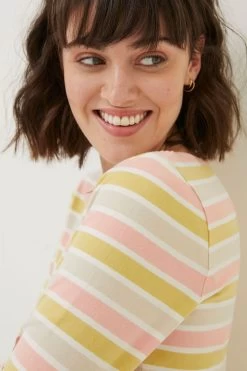 FatFace Natural Block Breton Organic Cotton T-Shirt -Fashion Clothing Store D57834s4