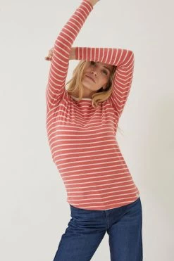 FatFace Red Breton Organic Cotton T-Shirt