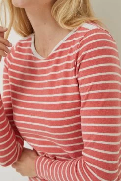 FatFace Red Breton Organic Cotton T-Shirt -Fashion Clothing Store D57835s4