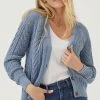 FatFace Blue Lucy Cable Cardigan