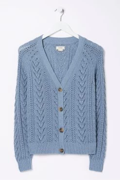 FatFace Blue Lucy Cable Cardigan -Fashion Clothing Store D57840s6