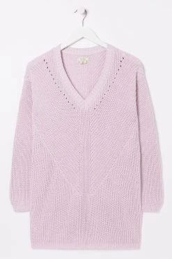 FatFace Purple Kayleigh V-Neck Jumper -Fashion Clothing Store D57841s6