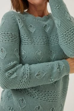 FatFace Green Aubrey Crochet Jumper -Fashion Clothing Store D57844s4
