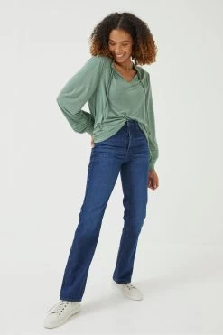 FatFace Green Nina Notch Neck Tunic Top 7 FatFace Green Nina Notch Neck Tunic Top -Fashion Clothing Store D57869s3