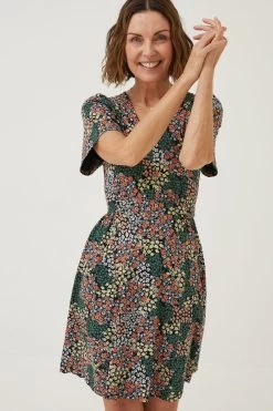 FatFace Fiona Patchwork Jersey Black Dress