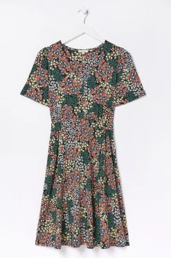 FatFace Fiona Patchwork Jersey Black Dress -Fashion Clothing Store D57882s6