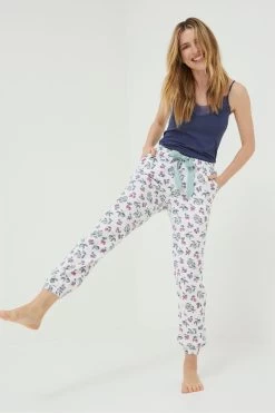 FatFace Natural Strawberry Cuffed Pyjama Pants -Fashion Clothing Store D58024s3