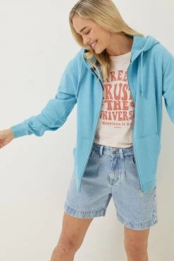 FatFace Blue Amy Zip Through Hoodie -Fashion Clothing Store D58027s3